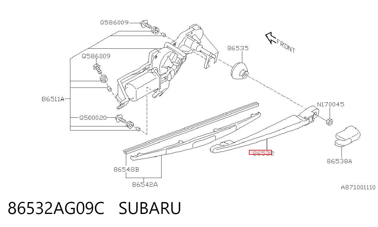 86532AG09C Subaru Рычаг-поводок дворника заднего стекла