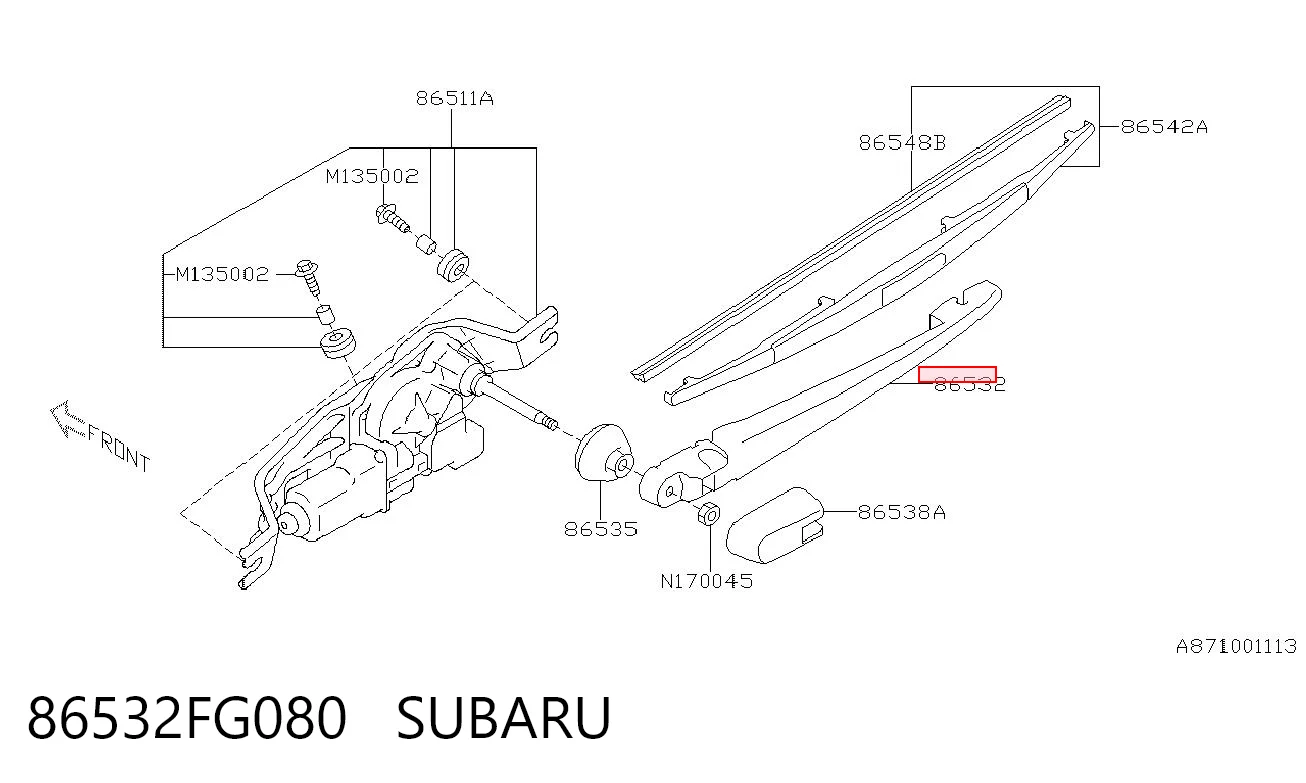 86532FG080 Subaru Рычаг-поводок дворника заднего стекла