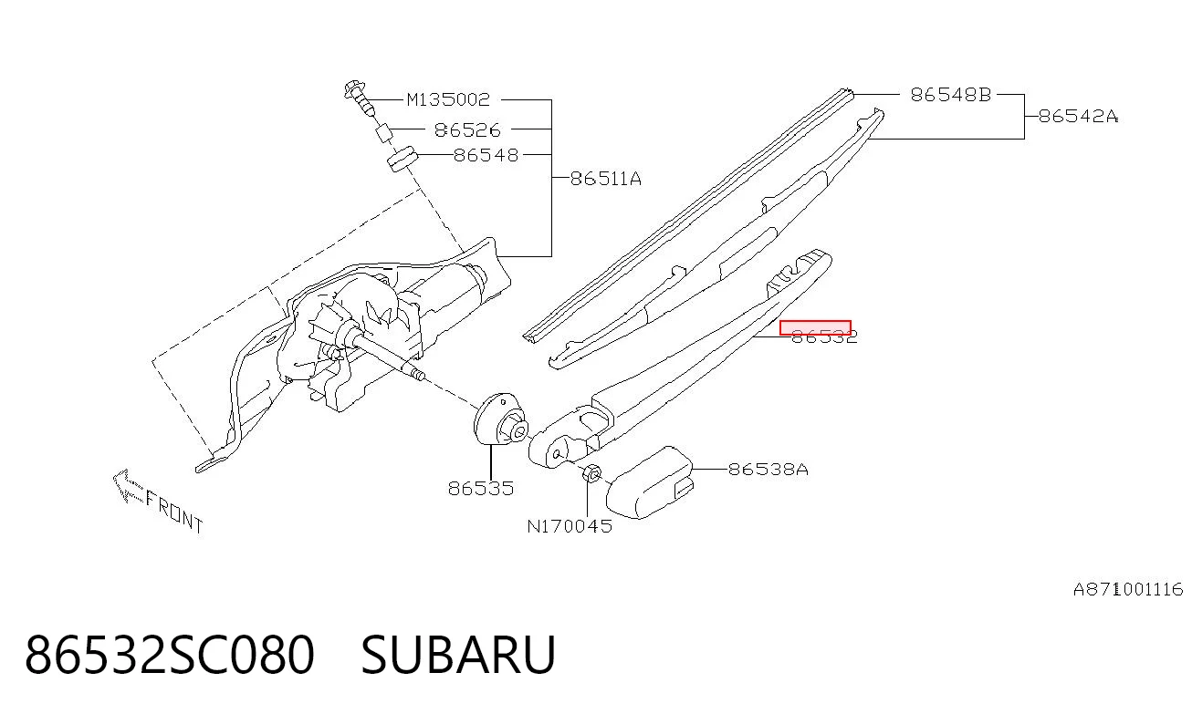 86532SC080 Subaru Рычаг-поводок дворника заднего стекла