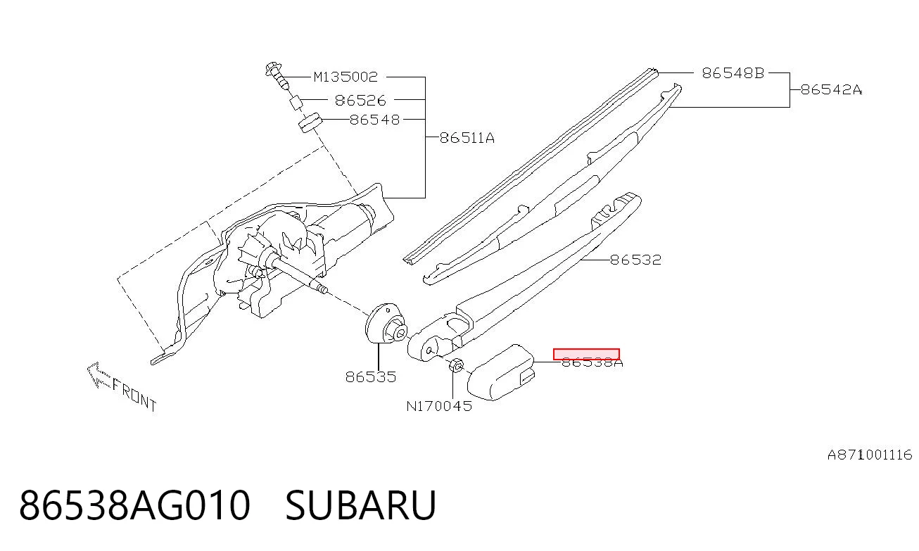86538AG010 Subaru Заглушка гайки крепления поводка заднего дворника1