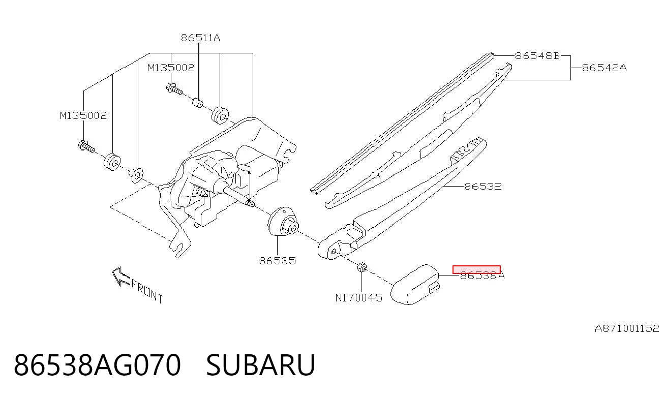 86538AG070 Subaru Заглушка гайки крепления поводка заднего дворника1
