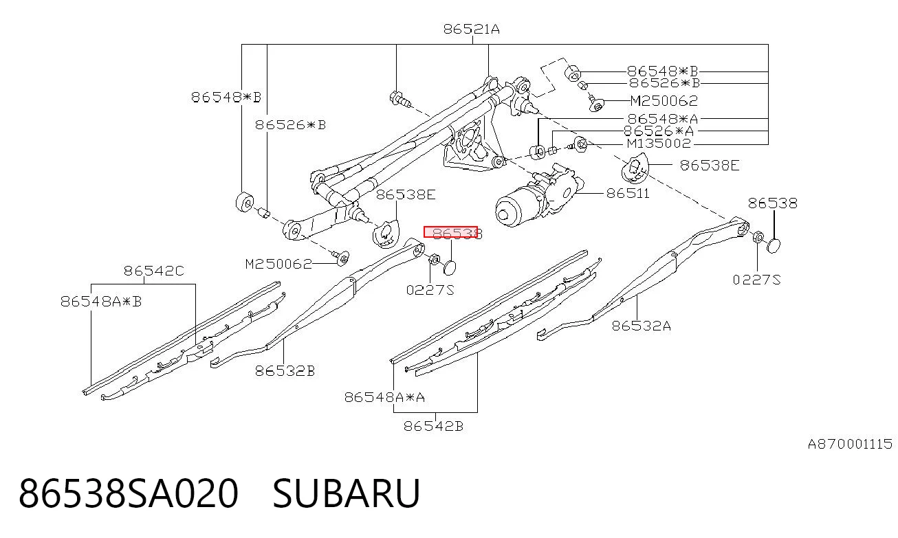 86538SA020 Subaru Заглушка гайки крепления поводка переднего дворника