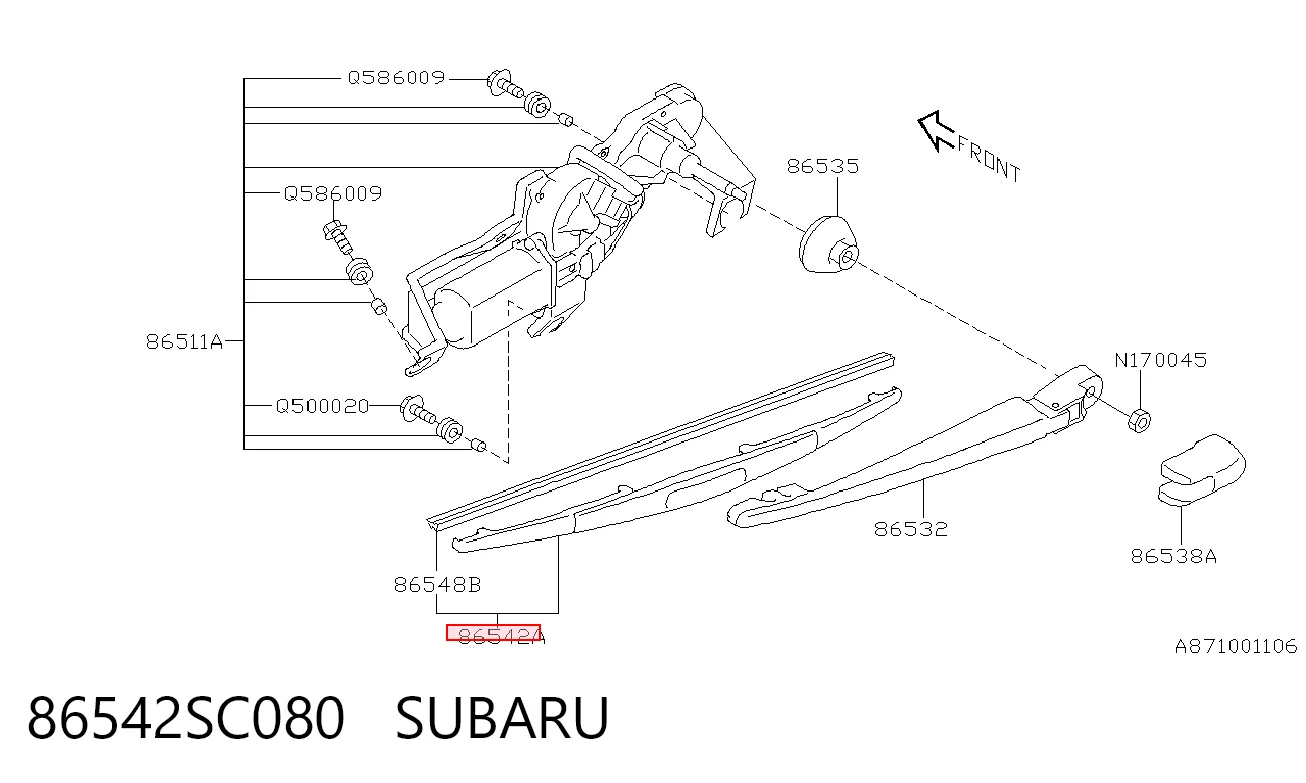 86542SC080 Subaru Щетка заднего стеклоочистителя