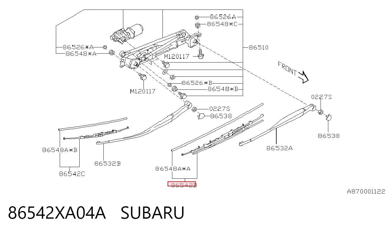 86542XA04A Subaru Щетка-дворник лобового стекла, водительская