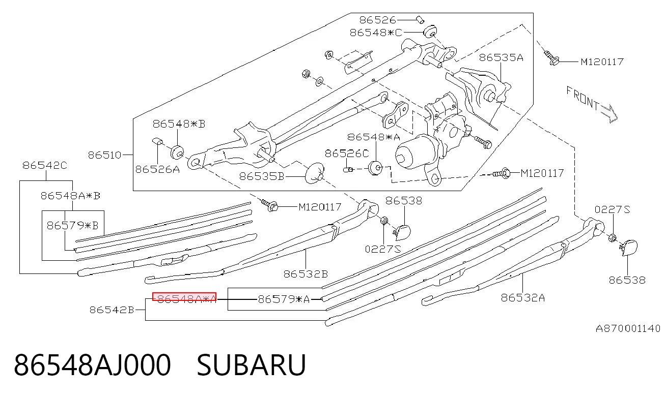 86548AJ000 Subaru Щетка-дворник лобового стекла, водительская