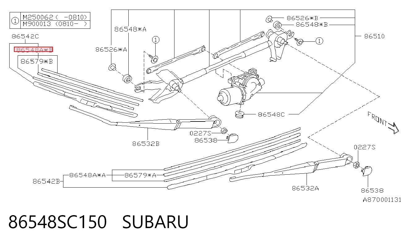 86548SC150 Subaru Резинка стеклоочистителя пассажирская