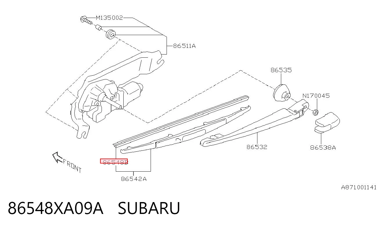86548XA09A Subaru Резинка щетки стеклоочистителя заднего стекла