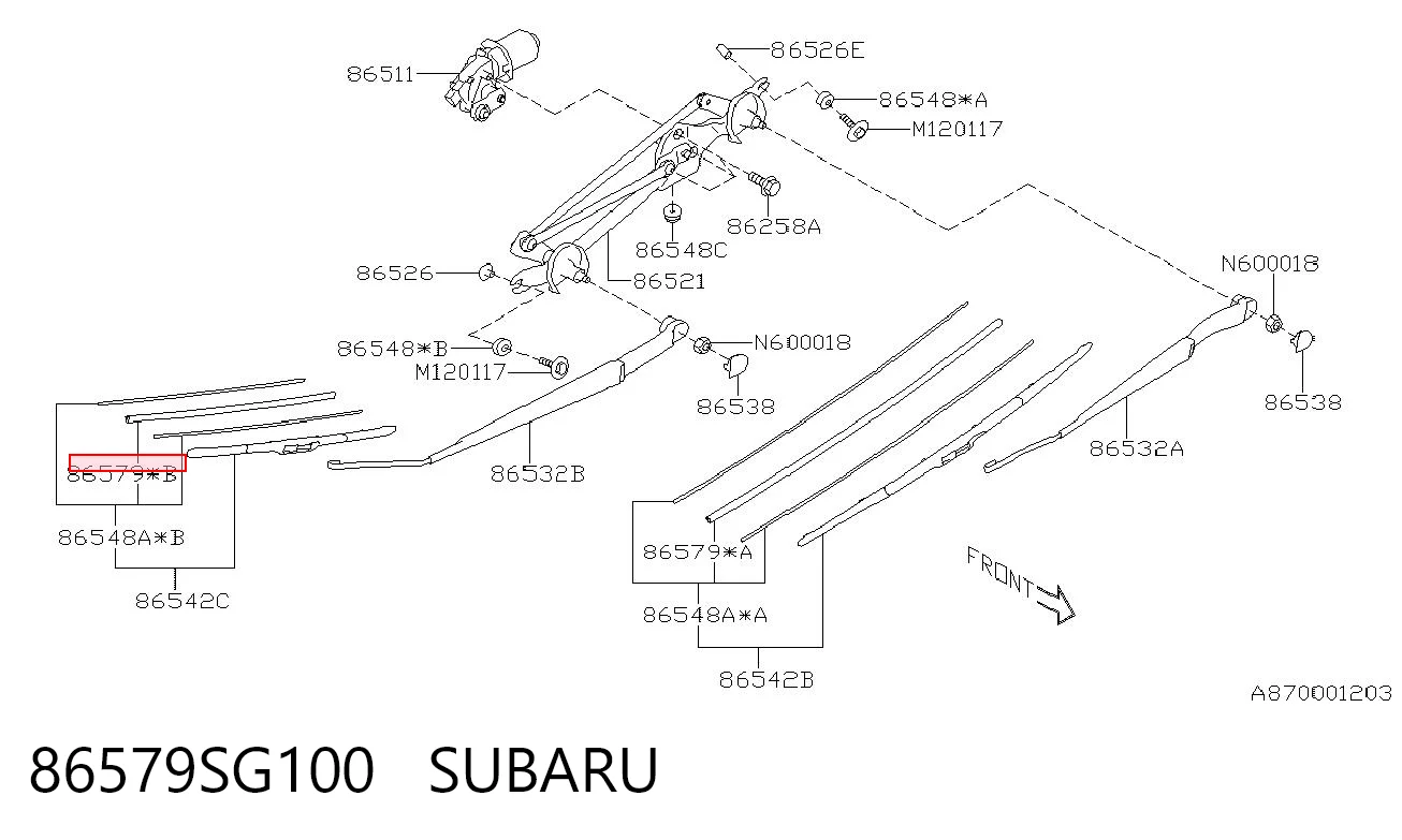 86579SG100 Subaru Резинка щетки стеклоочистителя водительская