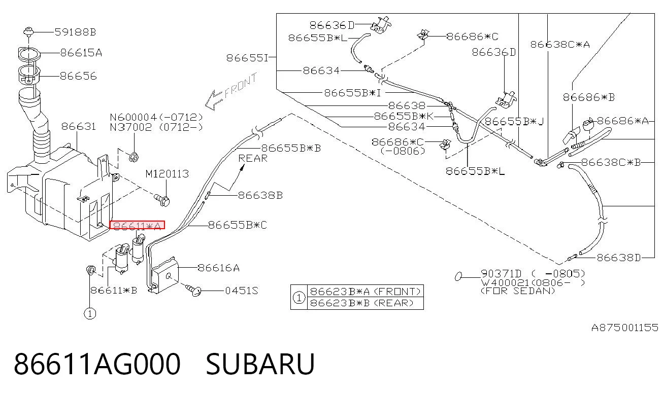 86611AG000 Subaru Насос омывателя задний
