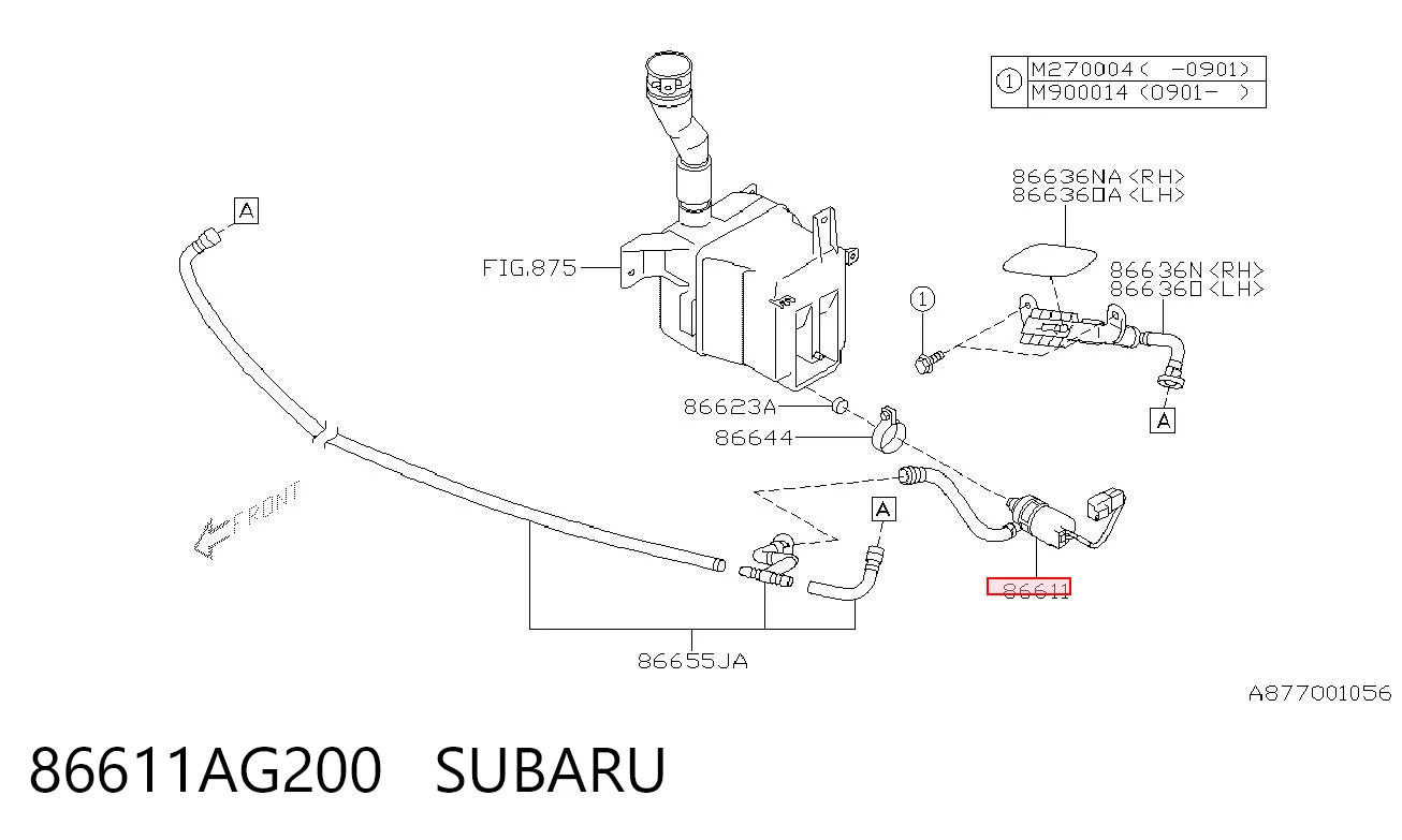 86611AG200 Subaru Насос омывателя фар