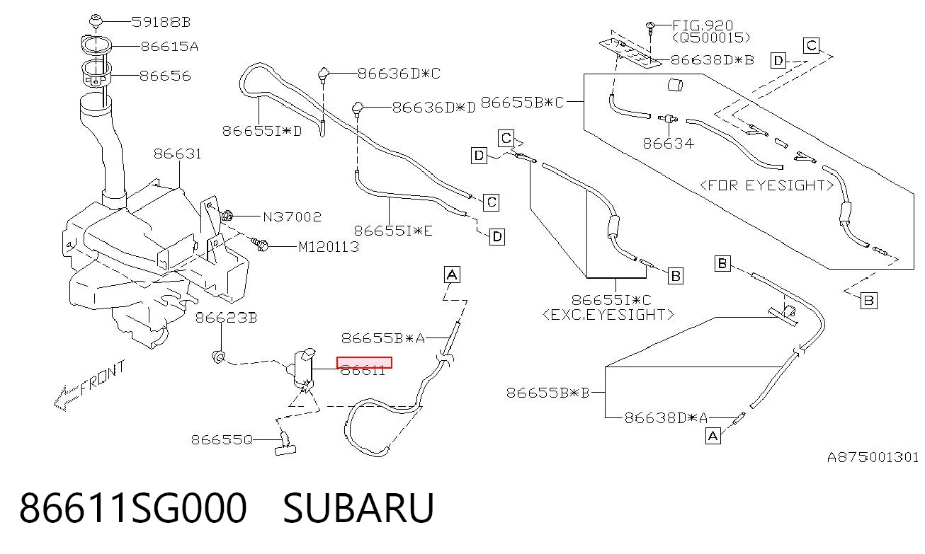 86611SG000 Subaru Мотор омывателя стекла передний/задний