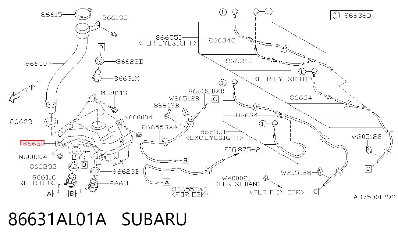 86631AL01A Subaru Бачок омывателя стекла