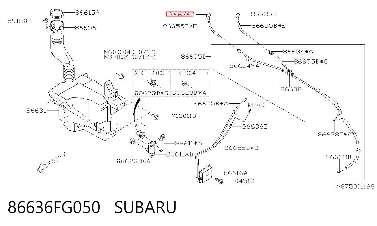 86636FG050 Subaru Веерная форсунка омывателя