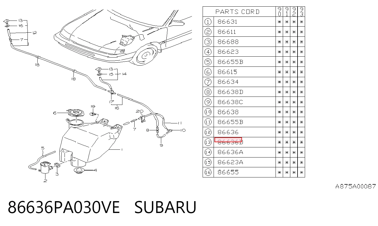 Форсунки стеклоомывателя Subaru Forester I внедорожник (S10, SF) (1997 - 2002) цена, от 6.66 USD