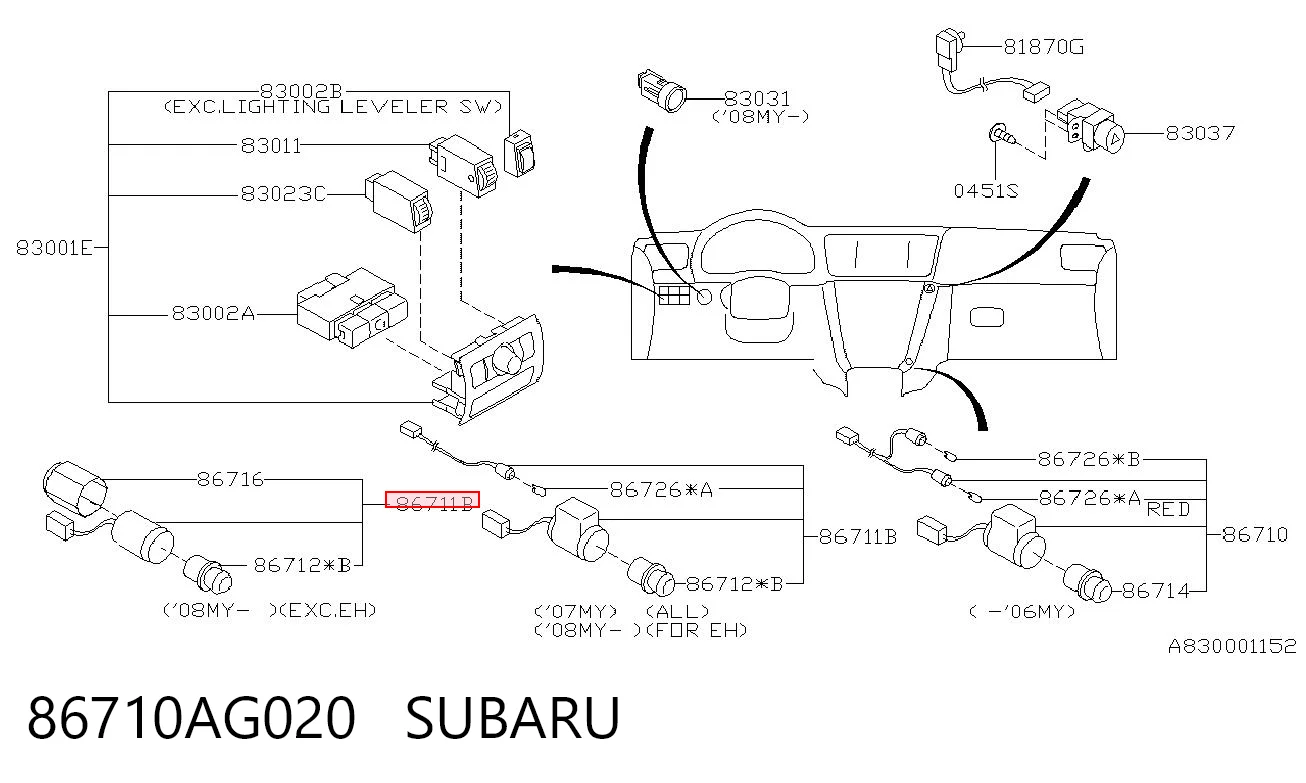 86710AG020 Subaru 