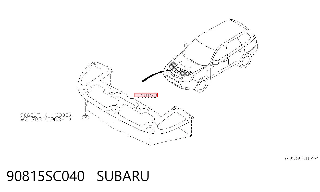 90815SC040 Subaru Шумка капота