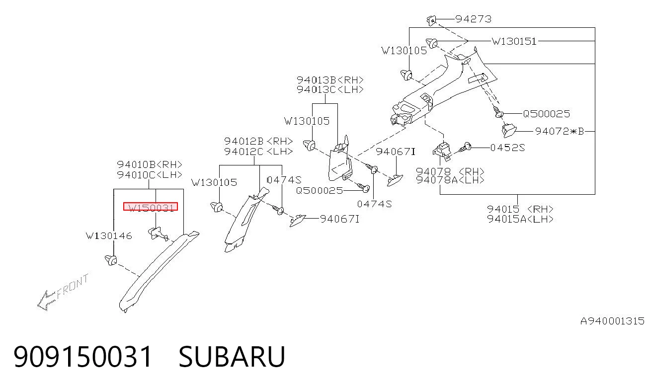 909150031 Subaru Пистон (клип) крепления обшивки двери