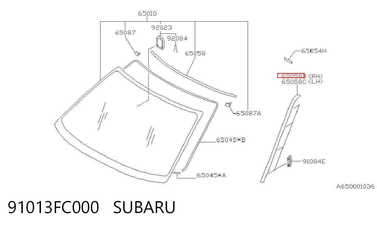 91013FC000 Subaru Молдинг лобового стекла, правый