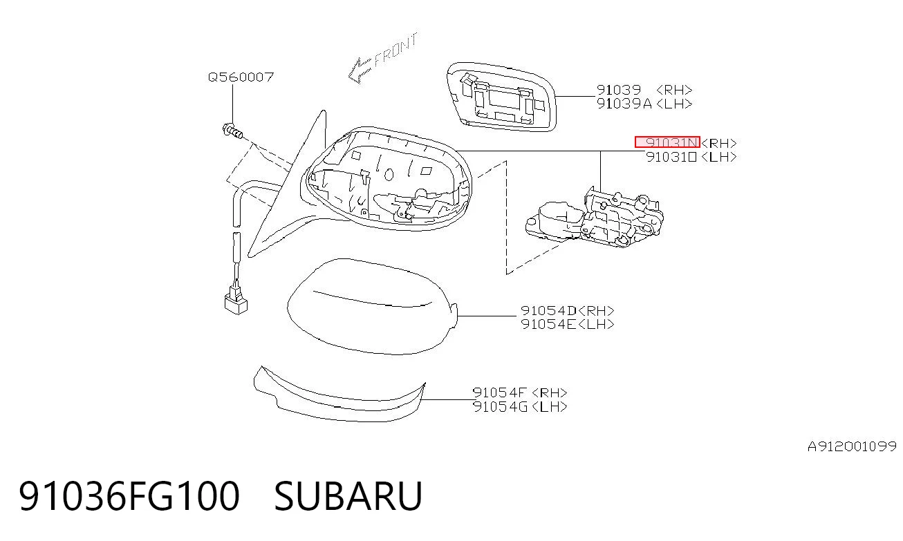 91036FG100 Subaru Зеркало заднего вида правое