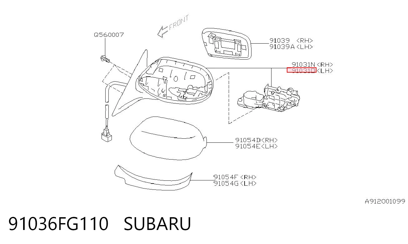 91036FG110 Subaru Левое боковое зеркало