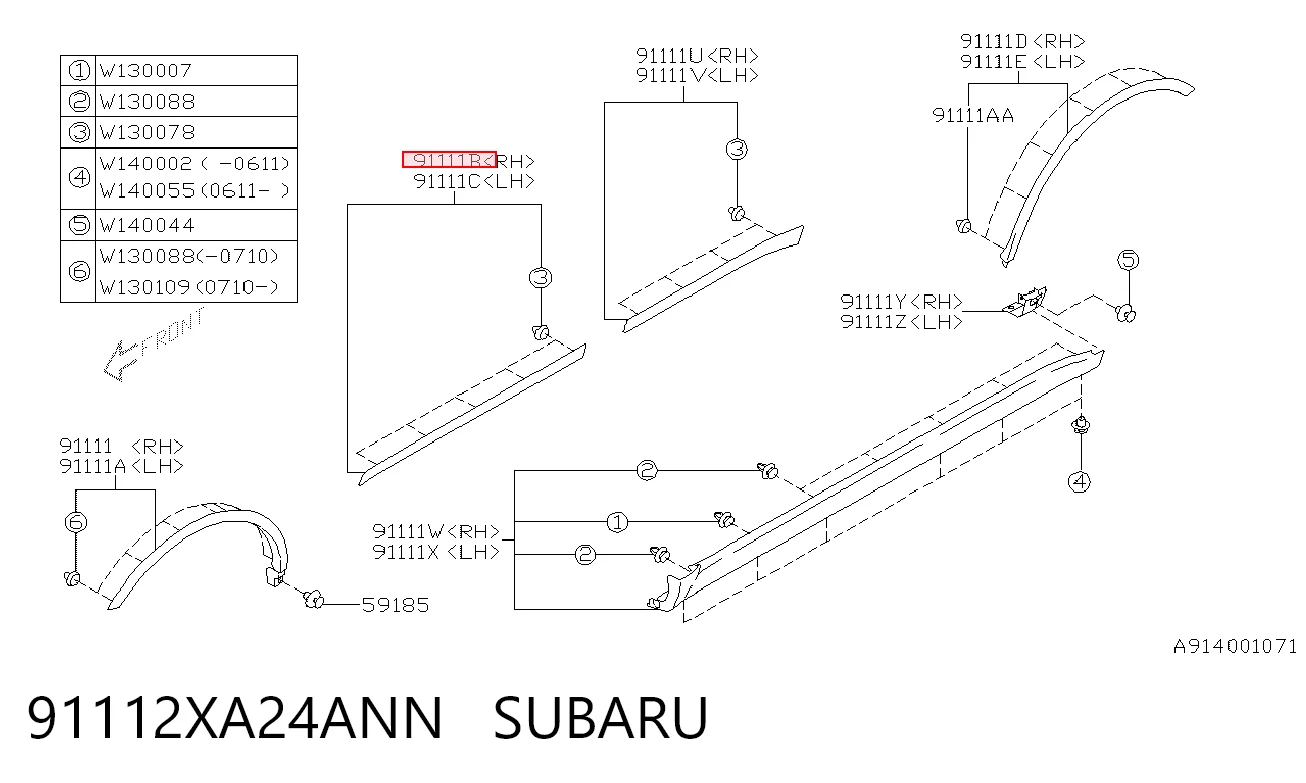 91112XA24ANN Subaru Молдинг передней правой двери