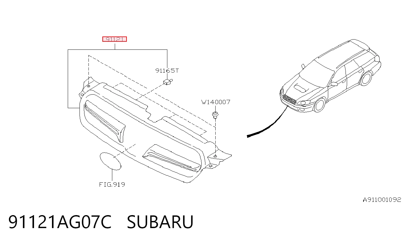 91121AG07C Subaru Решетка радиатора