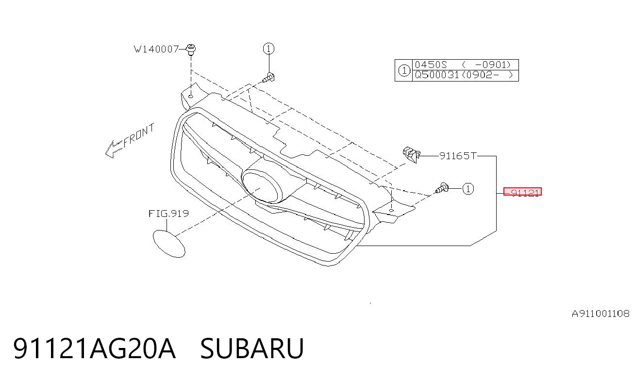 91121AG20A Subaru Решетка радиатора