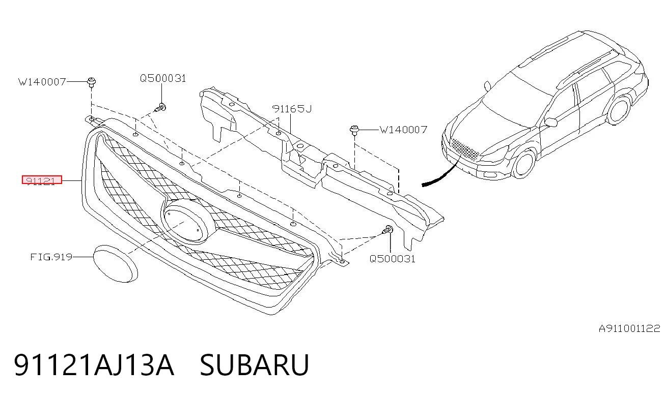 91121AJ13A Subaru Решетка радиатора