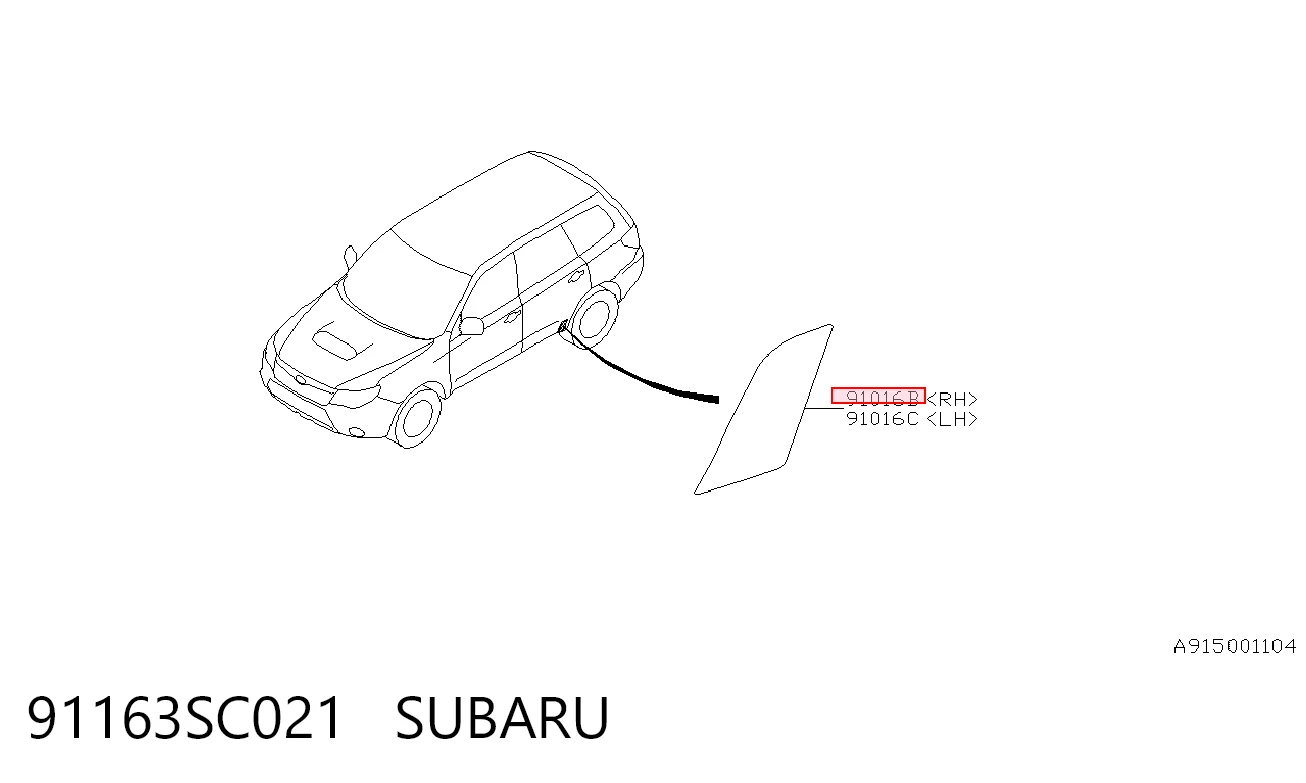 91163SC021 Subaru Накладка задней правой двери