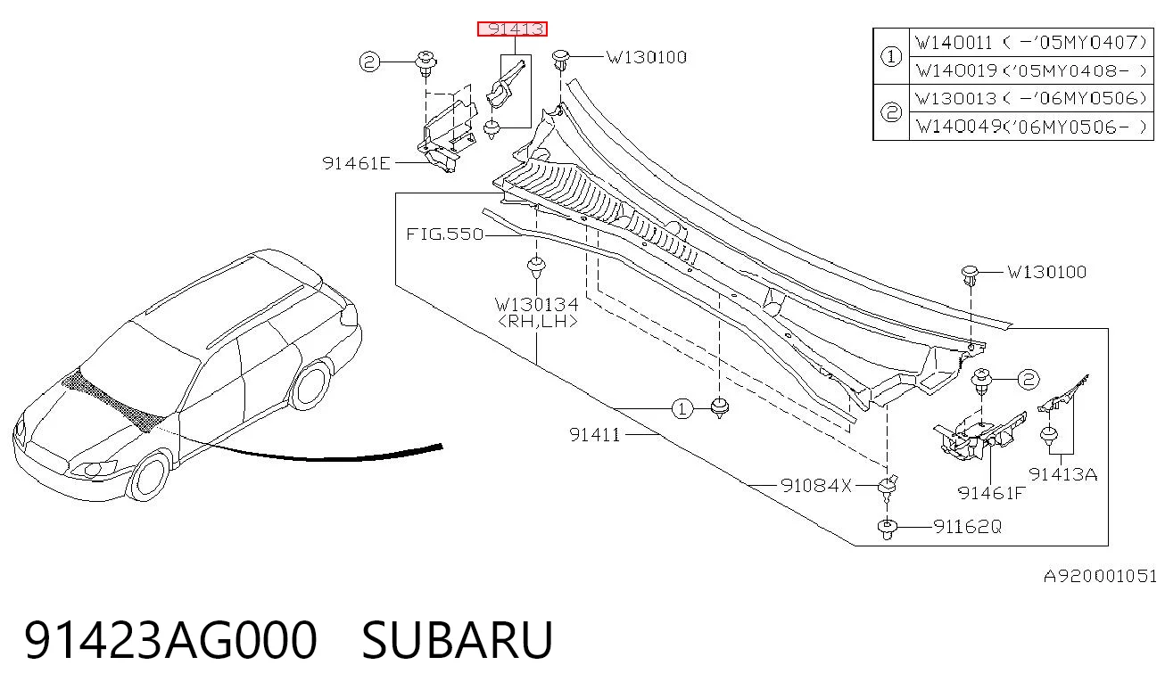 91423AG000 Subaru Заглушка днища кузова