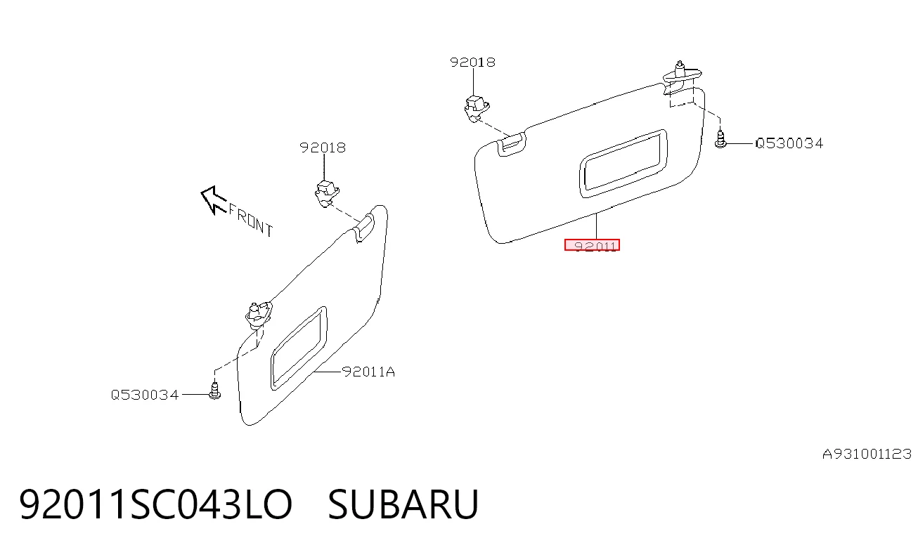 92011SC043LO Subaru Козырек противосолнечный
