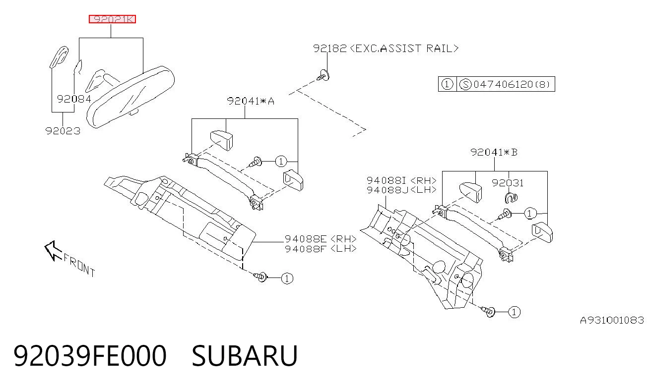 92039FE000 Subaru Зеркало заднего вида в салоне