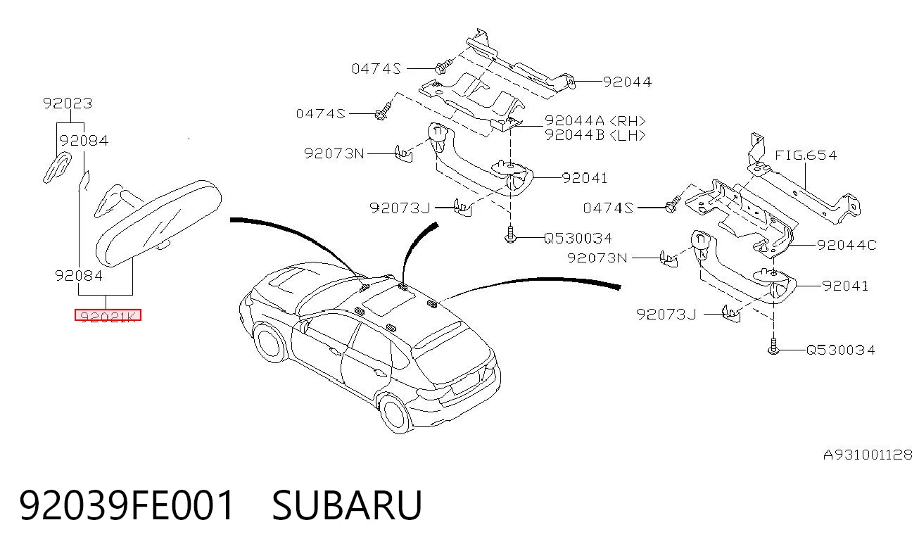 92039FE001 Subaru Зеркало заднего вида в салоне