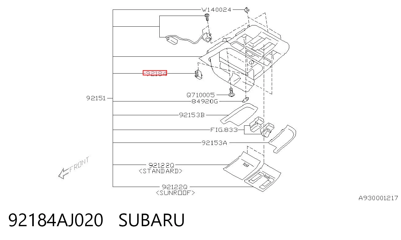 92184AJ020 Subaru 