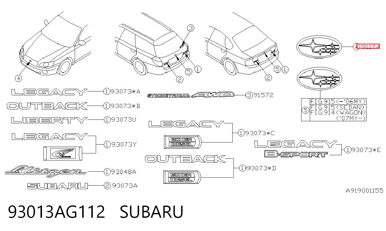 93013AG112 Subaru 