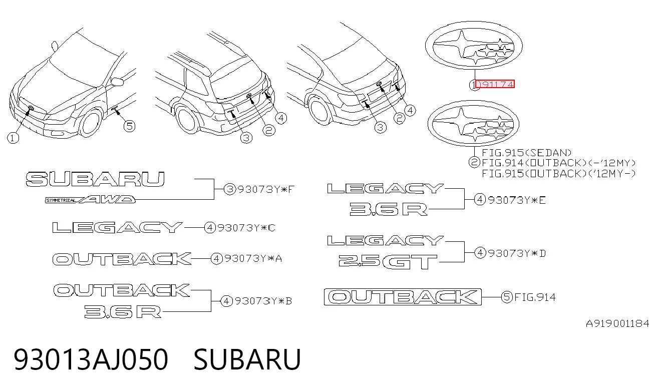 93013AJ050 Subaru 