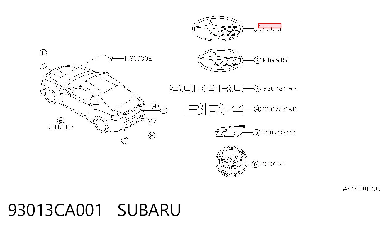 93013CA001 Subaru 