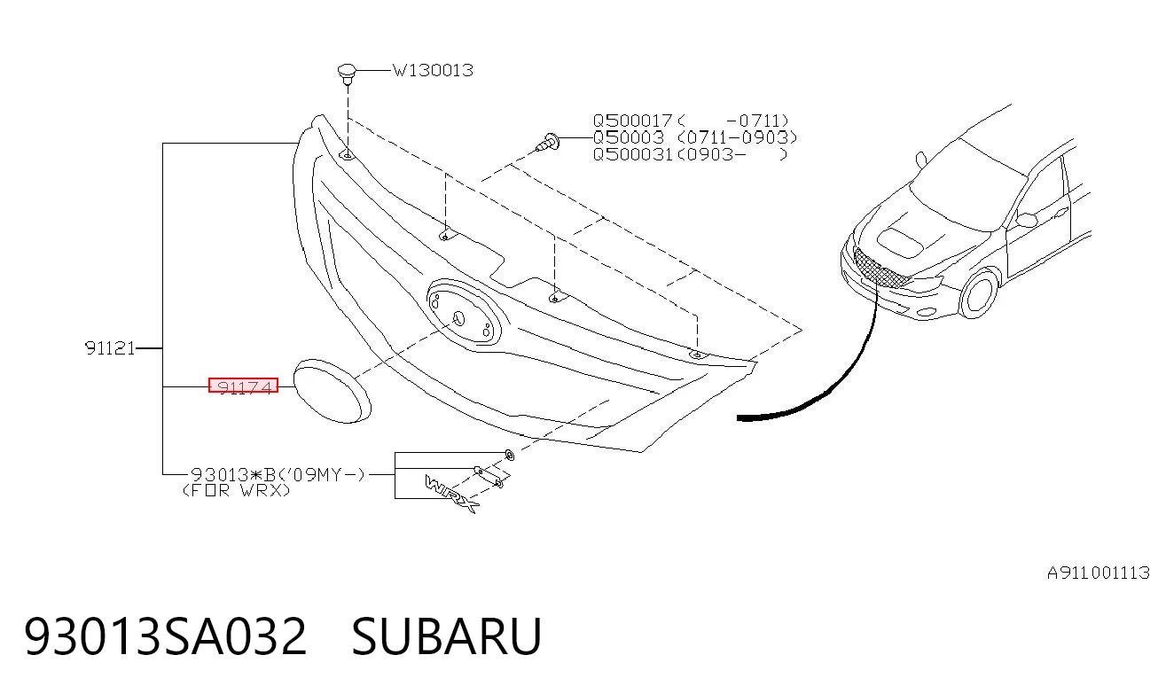 93013SA032 Subaru Эмблема решетки радиатора
