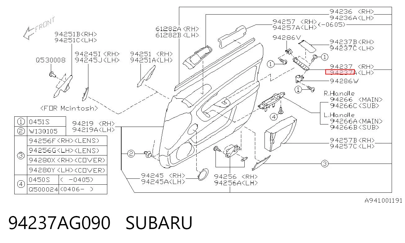 94237AG090 Subaru 