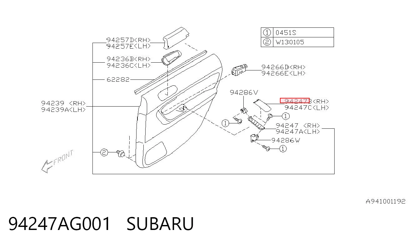 94247AG001 Subaru 