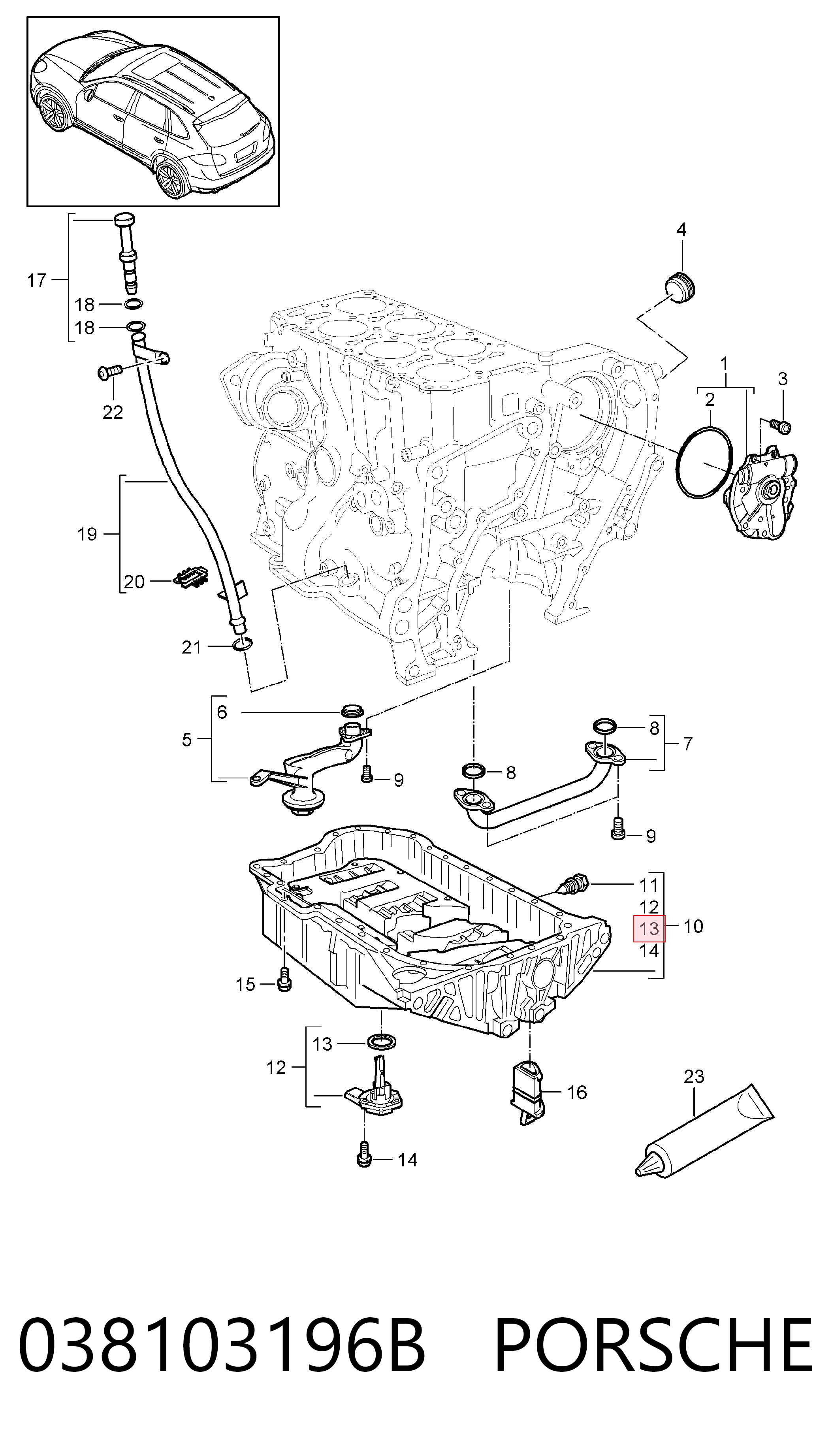 038103196B Porsche Кольцо уплотнительное датчика уровня масла