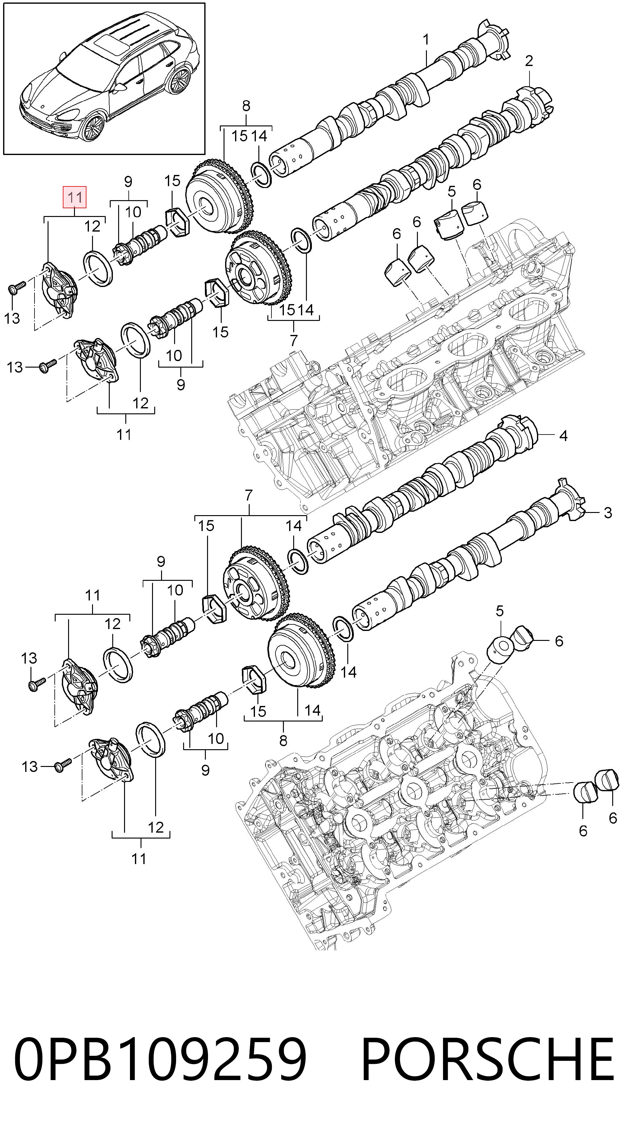 0PB109259 Porsche Клапан положения фаз распредвала
