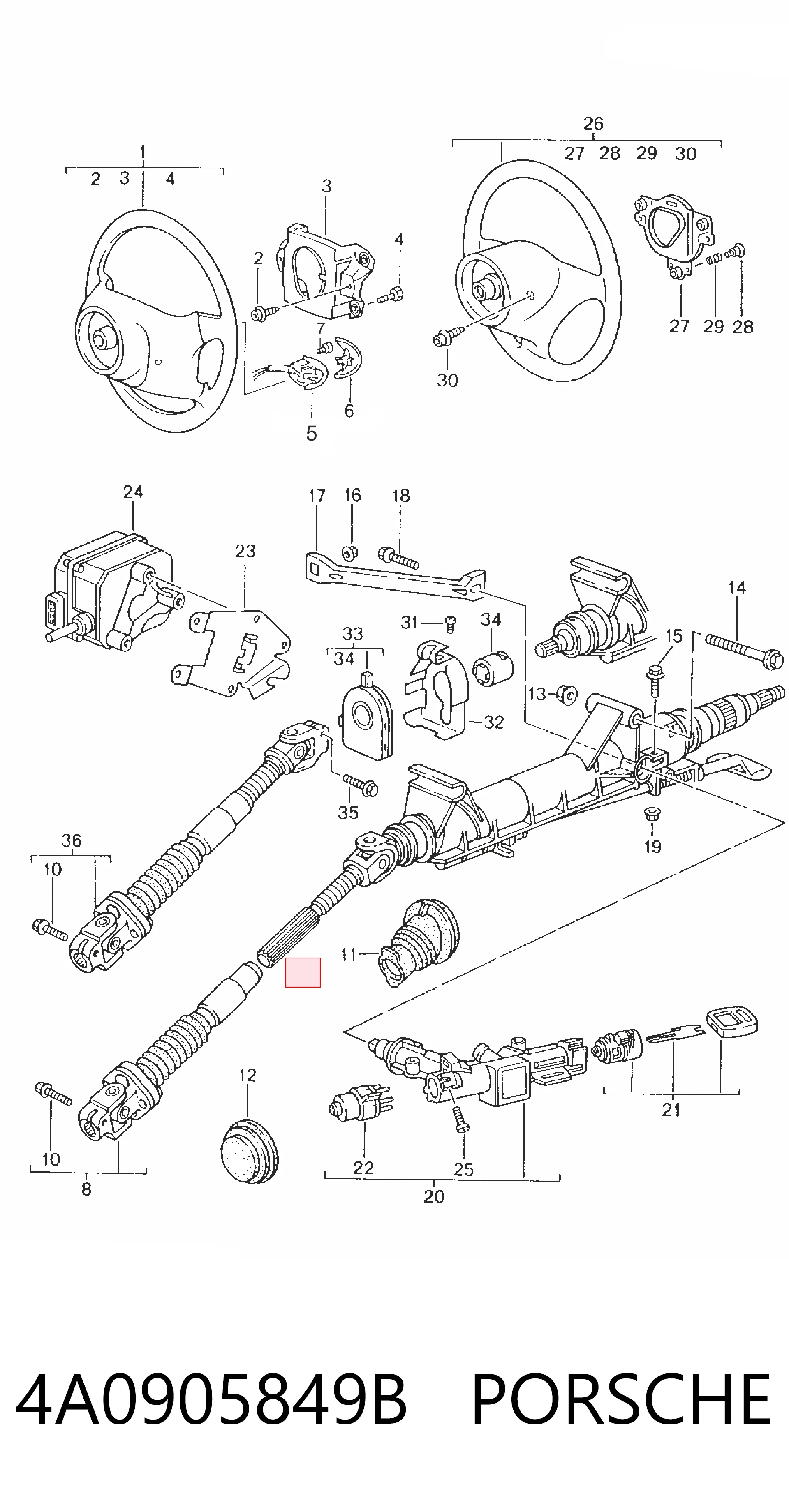 4A0905849B Porsche Концевой выключатель замка зажигания