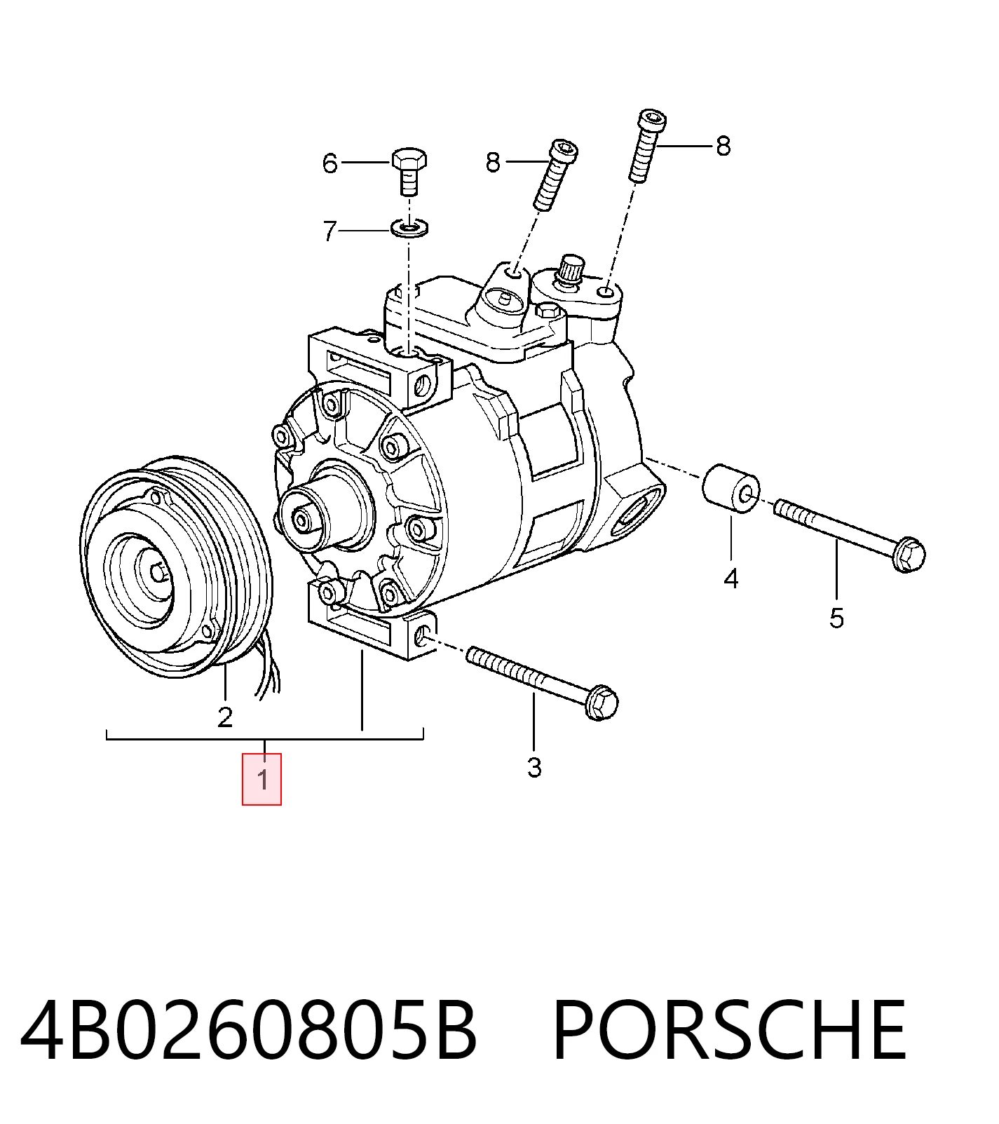 4B0260805B Porsche Компрессор хладагента