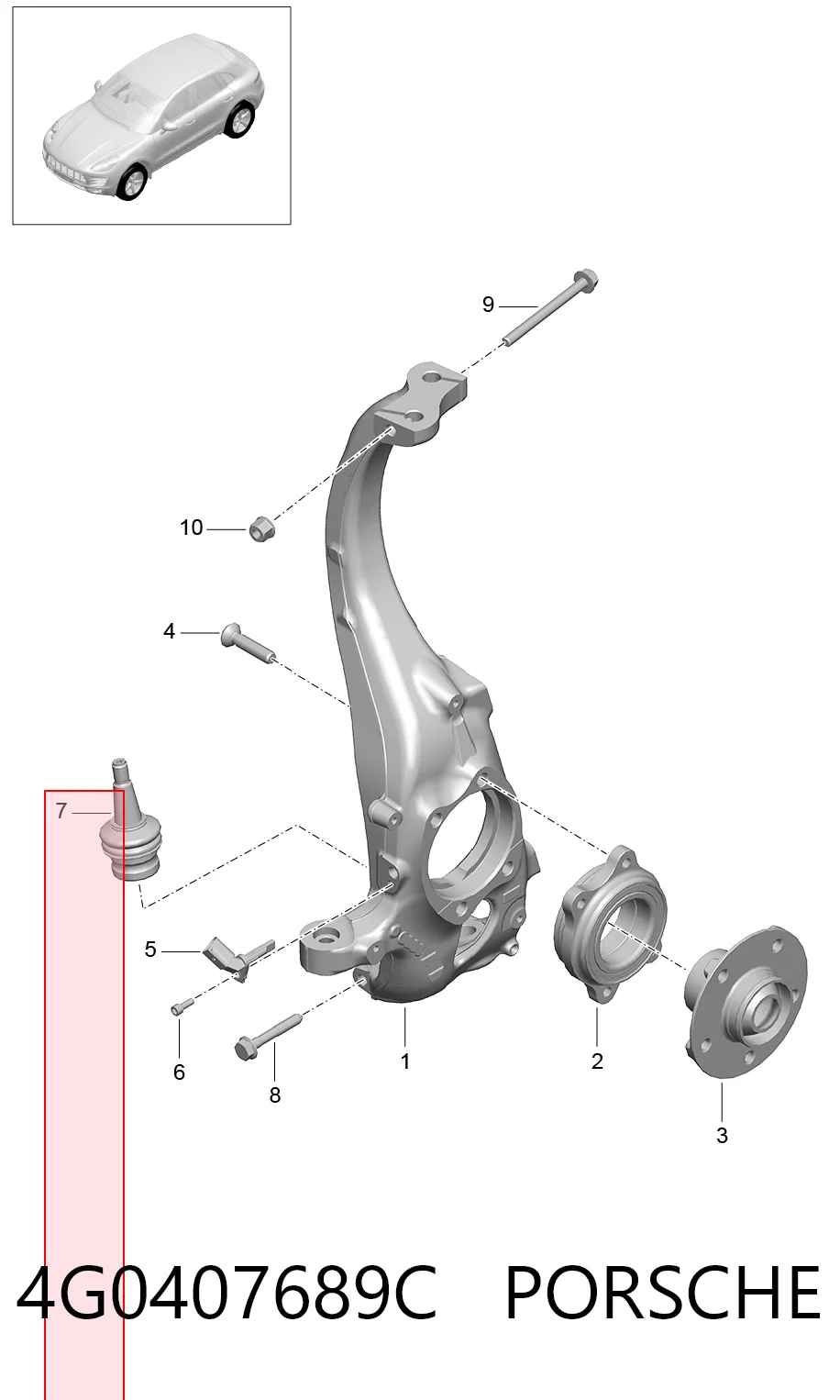 4G0407689C Porsche Палец шаровой нижний