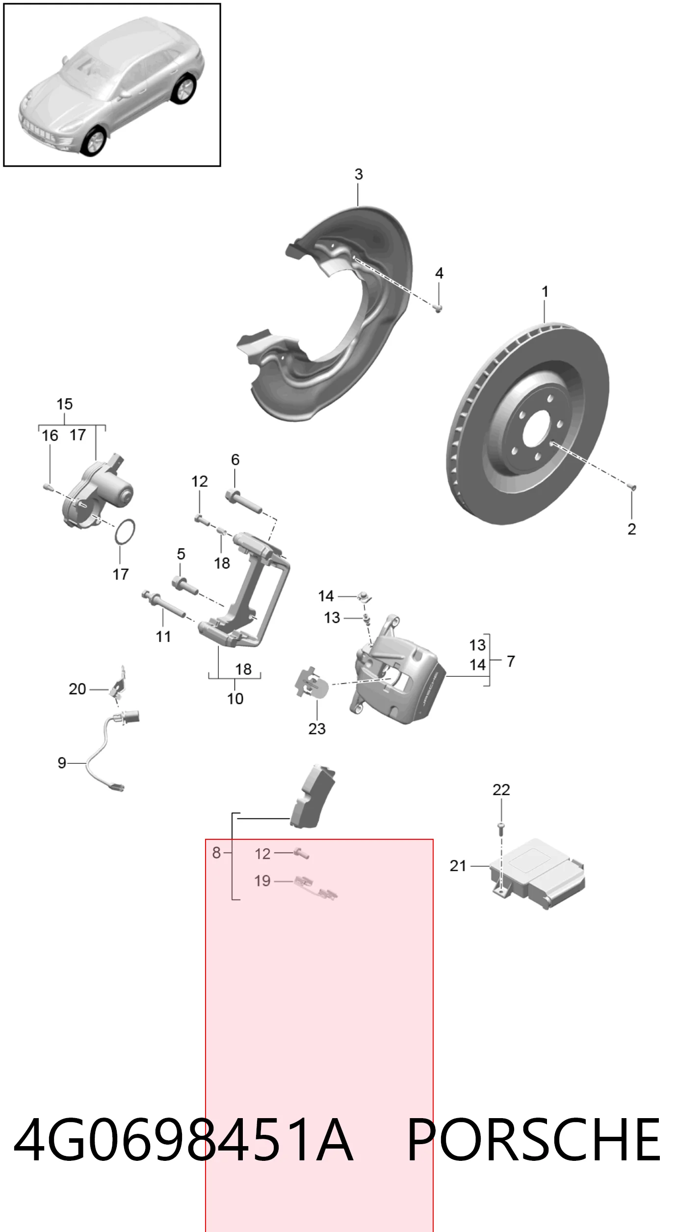 4G0698451A Porsche Колодки тормозные дисковые комплект