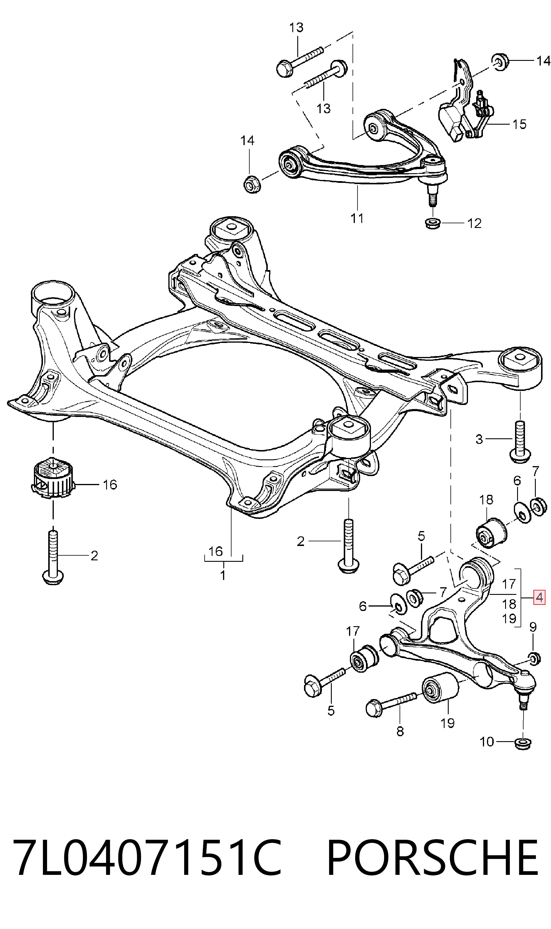 7L0407151C Porsche Рычаг передней подвески нижний левый