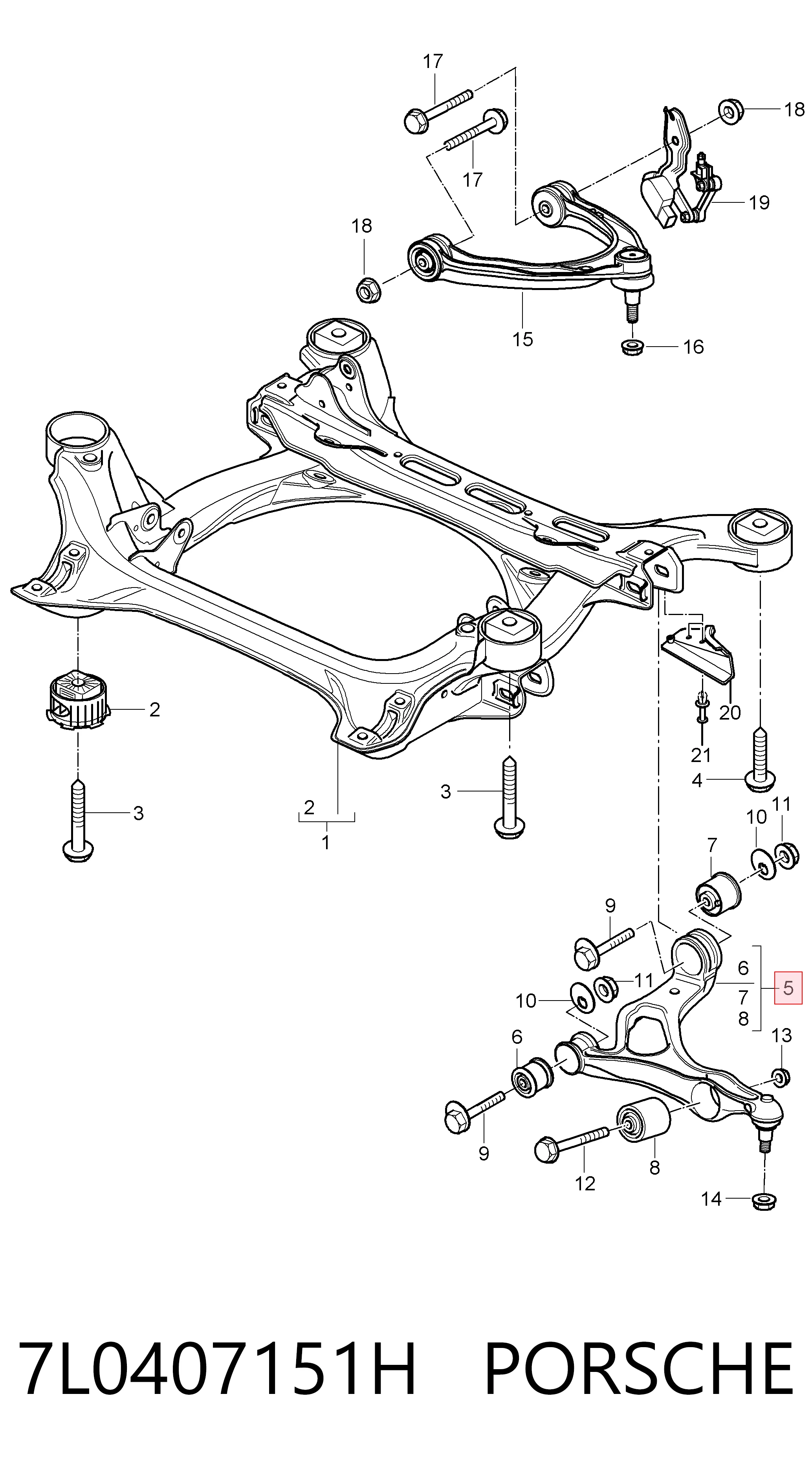 7L0407151H Porsche Рычаг передней подвески нижний левый