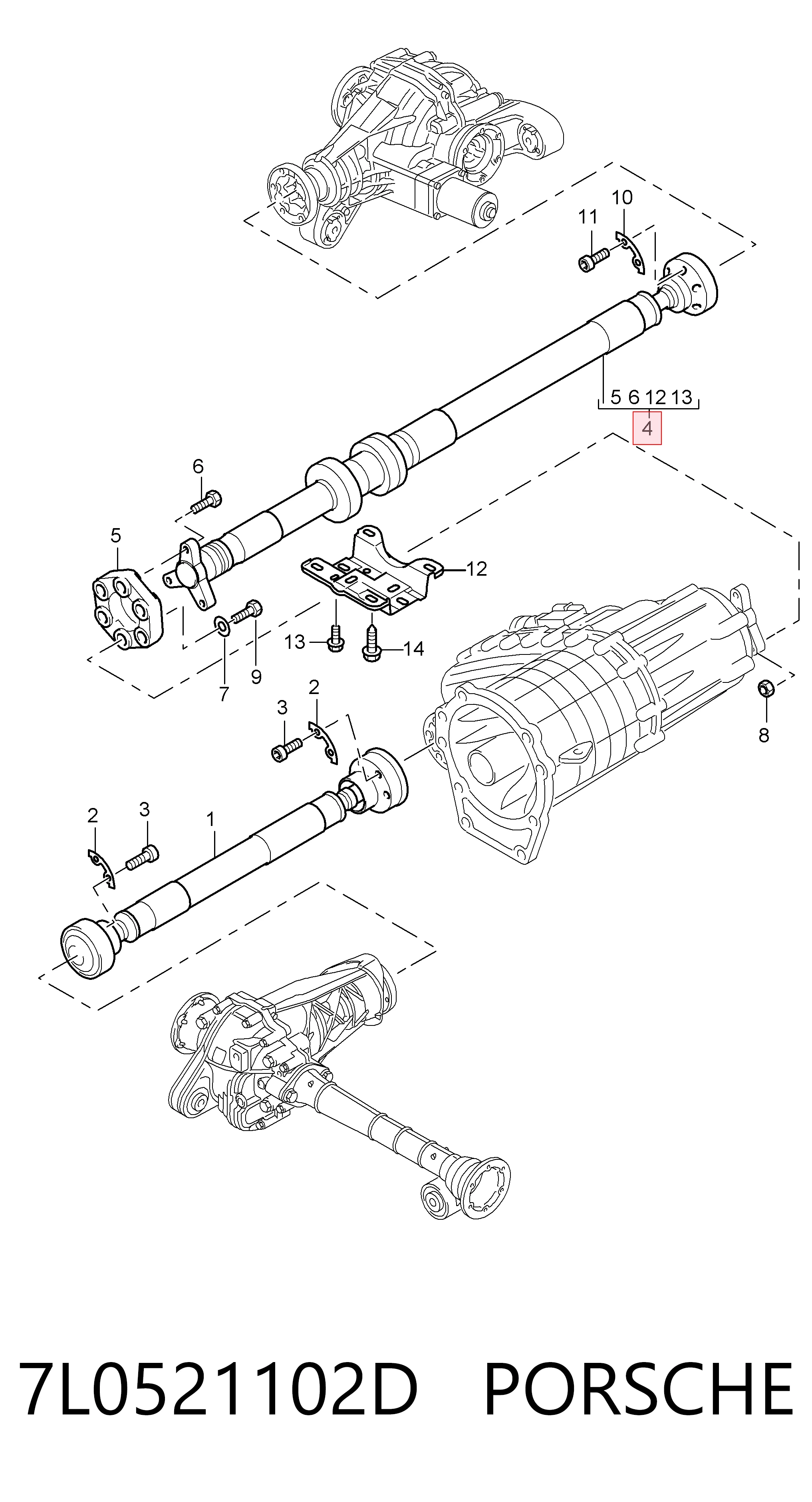 7L0521102D Porsche Карданный вал заднего моста
