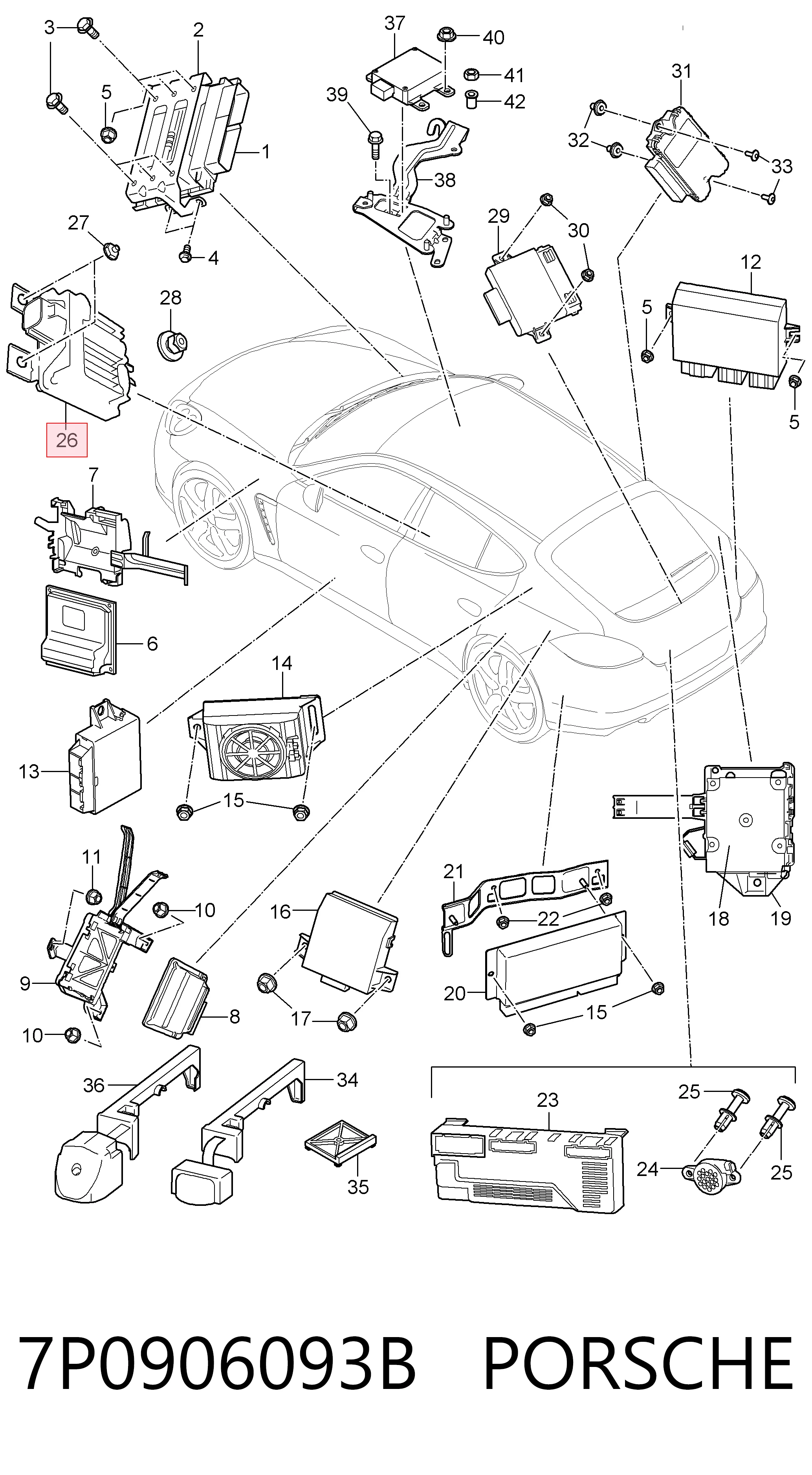 7P0906093B Porsche ЭБУ топливного насоса
